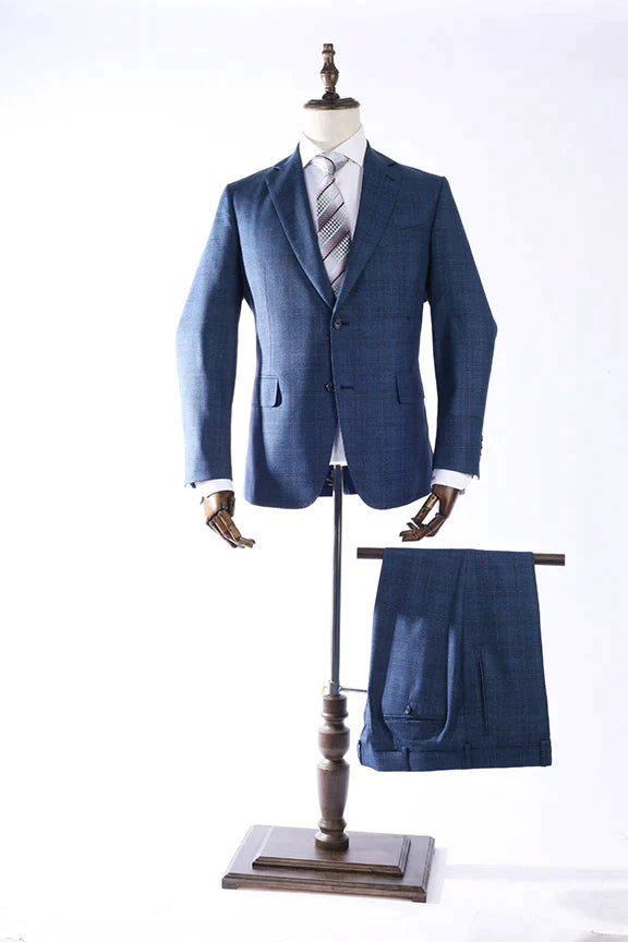 Premium Suit #4 in Medium Blue Plaid