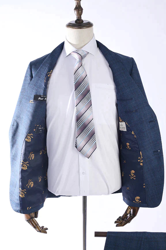 Premium Suit #4 in Medium Blue Plaid