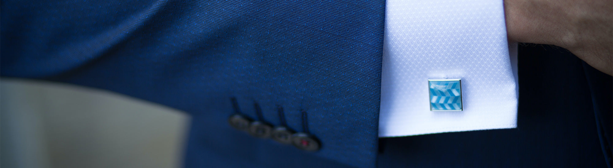 close-up of blue suit