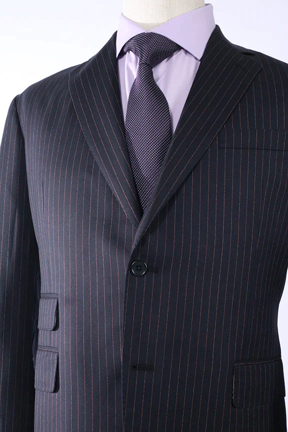 Luxury Suit #1 Black Suit with Burgundy Pinstripe