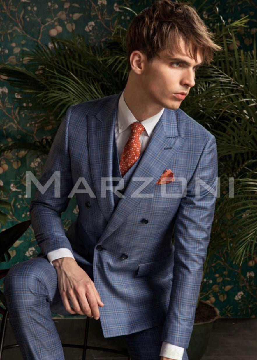 Marzoni Blue and Brown Three-Piece Suit