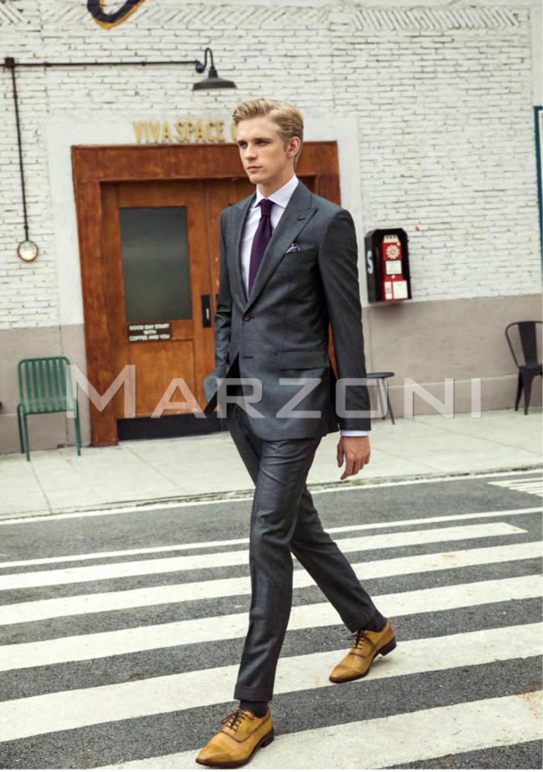 Marzoni Charcoal and White Suit