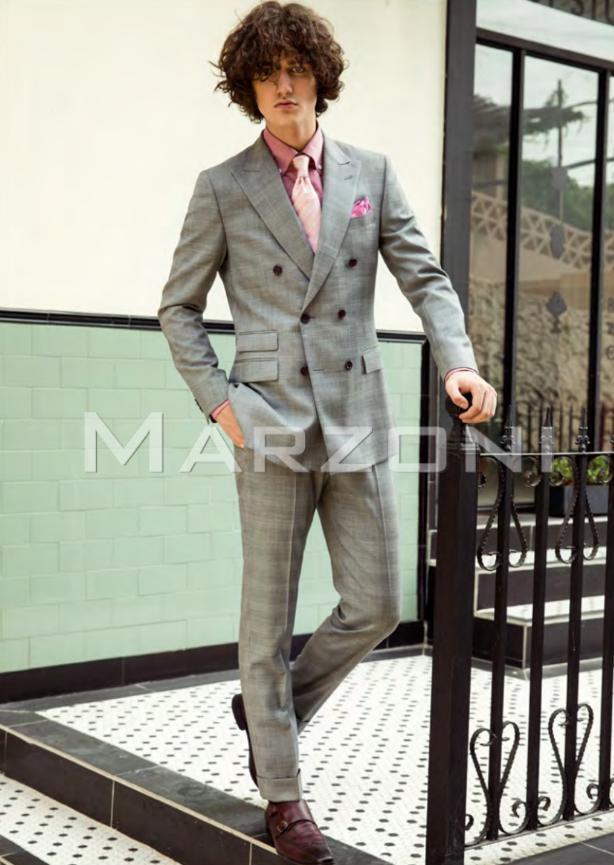 Marzoni Light Gray Burgundy Suit